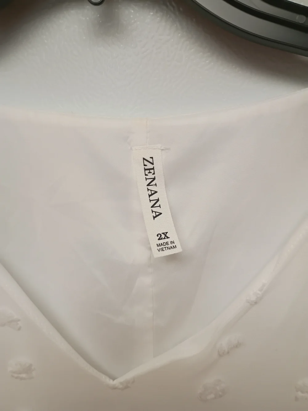 Zenana Outfitters White Textured Dot V-Neck Dress - Picture 2 of 3